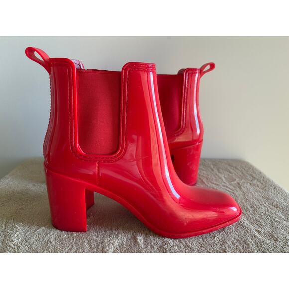 Jeffrey Campbell PVC Hurricane Platform Red Rain Boots Size 7 - Picture 9 of 10